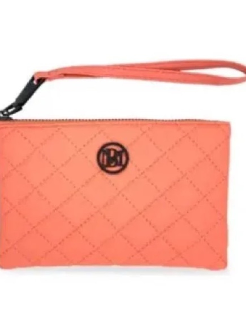 Badgley Mischka Coral Quilted Wristlet Clutch NWOT